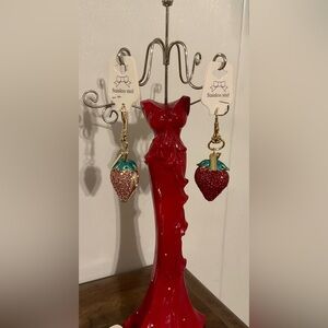 Handmade Stainless Steel Strawberry Keychain/Bag Charm with Rhinestones